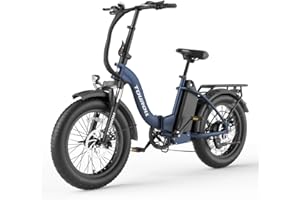 ‎TOUROLL Touroll Folding Bike E Bike, 20 x 4 Inch Electric Bicycles with 48 V 15 Ah Battery, 25 km/h, Range up to 120-150 km, 250 W 55 N.M Motor E-Bike with 7 Speed, LCD Display, Electric Bicycle for Men and