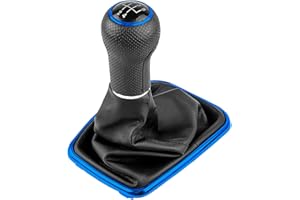 YOUZZEI VW Schaltknauf mit Schaltsack 5-Gang 23mm für Golf 4 IV Rahmen Knauf Plug & Play-Ersatzteil 1J071113, Leder und ABS-Kunststoff - Blau