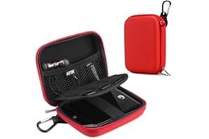 AGPTEK Eva Festplattentasche 2,5 Zoll, Stoßsichere Externe Festplatte Tasche für HDD, SSD Power Bank, Speicherkarte und anderes Zubehör, HELLROT