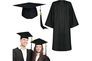 EHIOG Graduation Gown and Mortarboard Cap, Academic Ceremony Costume for High School & University, With Tassel Sash, 2024 Graduation Gown, Unisex for High School & University-One size