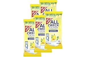 Gut & Günstig Feuchte antibakterielle Reinigungstücher im Spenderkarton, 400 Stück, 5 x 80 Stück, frischer Zitronenduft