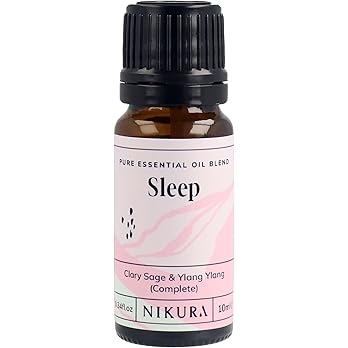 Nikura Sleep Essential Oil Blend - 10ml | Made from Clary Sage & Ylang Ylang | for Relaxation, Aromatherapy, Diffusers, Soap Making, Candle Making | Vegan & UK Made