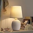 Aigostar - Lampada da Comodino, Moderna Lampada da Tavolo Base in Ceramica Paralume in Stoffa, Attacco E14, 17 * 17 * 31cm Ca