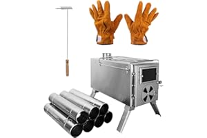 LAMA Stufa per Tenda da Campeggio, 304 Stufa a Legna Portatile, Fornello da Campeggio Pieghevole, Riscaldamento per Stufa per Tenda, BBQ Grill per Campeggio, All'aperto