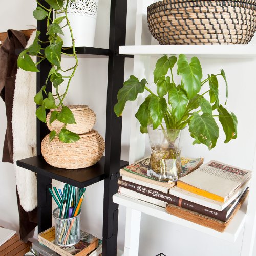SoBuy® Wandregal, Badregal, Leiterregal, Standregal, Bücherregal, mit vier Böden, Breit: 33cm, weiß, FRG15-W - 4