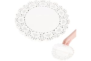 bssmmai 140 Stück Tortenspitze Rund, 24 cm Tortenspitze klein Rund, Rundes Papier Tischsets für Kuchen Tabletts Crafts Party Hochzeit(Weiß)