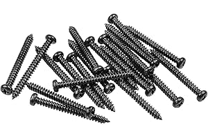 Musiclily Basic 2,6x26mm Metallo Filettatura Metrica Viti per Legno Pickup Single Coil/Humbucker, Nero (Set di 20)