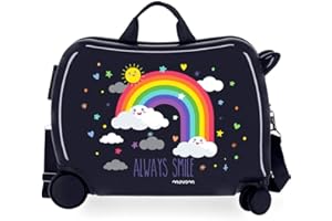 MOVOM Enso Arcoiris Always Smile Valise Enfant Bleu 50x39x20 cms Rigide ABS Serrure à combinaison 38L 2,1Kgs 4 roues Bagage à main