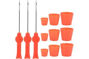 Alomejor Fishing Bait Making Tool Kit - 3 Baiting Needles & 3 Cone Molds for Crochet Hooks Wear Bait Tool