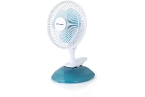 Orbegozo TF 0219 - Ventilador sobremesa 2 en 1, pinza y sobremesa, potencia 8 W, 2 velocidades, diámetro hélice 15 cm