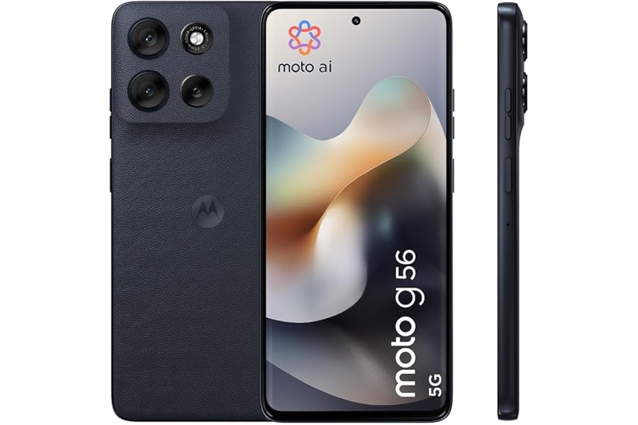 Motorola Moto G56 5G 8/256GB, 50MP Camera + Anti-Flicker Sensor, 6.72" FHD+ 120Hz Display, 5200mAh Battery, MediaTek Dimensity 7060, Android 15, Pantone Black Oyster