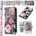 Produktbild Samsung Galaxy S6 Hülle Rose Blume, E-Mandala Flip Case Leder Wallet Cover Tasche handyhüllen TPU Silikon Bumper Schutz Schale Muster Schutzhülle für Samsung Galaxy S6 Lederhülle mit Kartenfach Magnetisch Klapphülle Handytasche Zubehör
