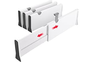 GBACHOOSE 4er Set Schubladentrenner Küche, 33-55cm Schubladentrenner Verstellbar, Plastik Schubladenteiler Hoch 12,5cm, Schubladen Organizer für Küche, Kommode, Badezimmer, Schlafzimmer (Weiß)