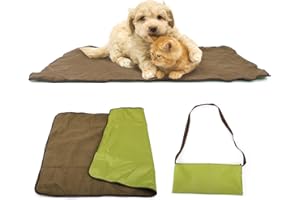 Gohytal Coperta portatile per cani, pieghevole, impermeabile, per animali domestici, per esterni, con borsa per il trasporto, lavabile, per cani e gatti, 100 x 70 cm (verde)
