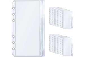 NatSumeBasics 12 A6 Binder 2 Pockets, 2 Layer Cash Stuffing Envelopes, 8.5 x 17cm Clear Sheet Protectors for Planner Inserts Notebook Accessories (A6)