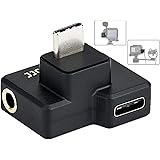 JJC Dual USB-C 3.5mm Mic Adapter for DJI Osmo Action Charging and Data Transferring, Audio Adapter Vlogging Accessories for O