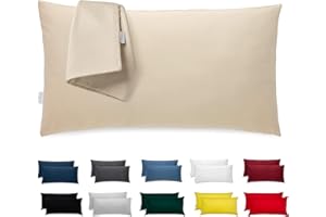 Flowen Federe Cuscini Letto Matrimoniale Cotone 50x80 Set 2 Copricuscini Tessuto Morbido Jersey Anallergico Antiacaro Traspirante con Zip Nascosta Coppia Fodere Lavabili in Lavatrice