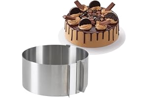 Leiptes Anello per Torta Regolabile 6-12 Pollici Stampo Circolare per Torte in Acciaio Inossidabile Anello Rotondo Allungabile per Torte Cerchio per Torta Dessert Mousse