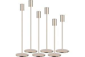 HAOYULUO 6 Pcs Candelabro Dorado, Candelabros Decorativos de Velass, Portavelas de Boda Vintage 33/28/23 cm, Decoración del Hogar, Boda, Cena, Aniversario