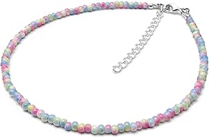 VILDA JEWELLERY Plus Size Pastel Bead Anklet with 3mm Glass Seed Beads, Handmade Cute Summer Boho Design : Large - XXL 11-13 inches Adjustable, Wide Fit Ankle Jewellery for Women