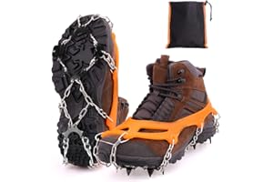 HUSZZM Steigeisen für Bergschuhe Ice Klampen Grödel für Bergschuhe Edelstahl Spikes Schuhkrallen Anti Rutsch Schuhspikes Schneeketten Schuhe für Winter Walking Wandern Bergsteigen Klettern Outdoor