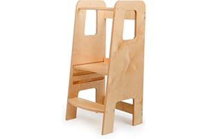 ully One by moblì® finitura trasparente | La Learning Tower antimacchia realizzata in Toscana | Progettata da esperti educatori seguendo principi Montessori |Torre di apprendimento ripiani regolabili