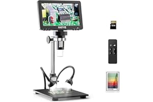 HAYVE 7'' HDMI Digital Microscope,1200X Coin Microscope with IPS Screen, 16MP Soldering Microscope with Lights, 8.5'' Long Stand, View Entire Coin, Compatible with PC/TV, 32GB Card