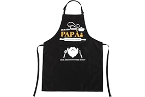 Gwhole Grembiule da Cucina Uomo Nero Spesso 200g Impermeabile e Regolabile per Barbecue Feste Ristorante Ideale Regalo per Papà Marito Chef Nonno​