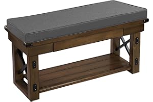 Brillars 2 Seater Bench Cushion 108x45x6cm Thick Bench Pad Mat Garden Patio Seat Cushion Soft Seat Pad for Garden Furniture Chair Indoors Outdoors, Charcoal Grey