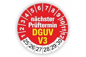 Fassbender-Druck PRÜFPLAKETTEN - Hochwertige Prüfetiketten DGUV V3 Prüfung Ø 20mm - Selbstklebende PVC-Folie - Wartungsetiketten für Prüfung - Prüfplakette für Prüfungsnachweis (90 Stück)