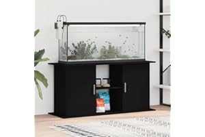 Homgoday Supporto per acquario con scomparti e ripiani, armadietto per acquario, mobile per acquario, mobile per acquario, mobile per terrario, colore nero, 121 x 41 x 58 cm, materiale legno