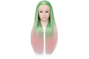 MIAOMANZI Testa per parrucchiere, manichino da allenamento da parrucchiere, manichino con capelli sintetici da 70 cm, testa di manichino con morsetto da tavolo incluso (Lvsise)