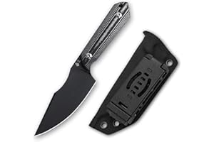 Kizer 1040A1 Harpoon Cuchillo Supervivencia, Hoja Fija D2 9.75 cm, Micarta Negra - EDC Caza Camping con Funda