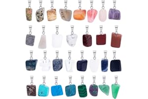 PH PandaHall Kit Pendenti con Pietre Preziose,32 Stili Ciondoli In Pietra Preziosa di Quarzo di Cristallo con Ciondoli A Scatto per Ciondoli Collana di Gioielli Creazione di Artigianato Fai-Da-Te,32pz