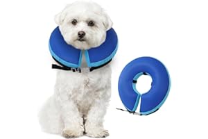 PUZAUKAL Collerette pour Chien Gonflable Collier de Récupération Chien Anti Lechage Ajustable Collier de Protection pour Chien Anti-Morsure Après la Chirurgie,Bleu-M