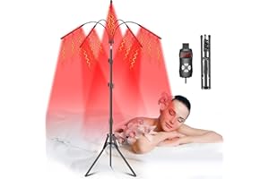 DOEDOEFONG lampe Infrarouge, Lampe Infrarouge Chauffante, Lampe à Chaleur Infrarouge avec Minuterie,Appareil de Thérapie par la Lumière Rouge à Intensité Variable à 5 Modes,4 Têtes Réglables à 360 ° 660-850 Nm