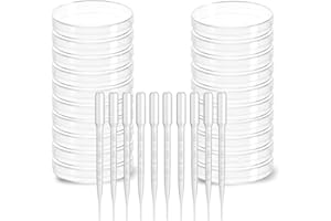 HONGECB Plastica Di Petri Con Coperchio, Piastra di Petri Sterilizzata Trasparente, Coltura Batterica Piastre Di Petri, per Cultura di Laboratorio ​Lievito Batterico, Con 10 Pipette, 90mm, 20 Pezzi
