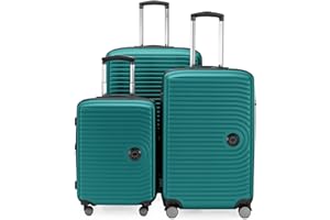 HAUPTSTADTKOFFER Mitte - Juego de 3 Maletas - Maleta de Mano 55 cm, Maleta Mediana 68 cm + Maleta de Viaje Grande 77 cm, Carcasa Rígida ABS, TSA, Turquesa