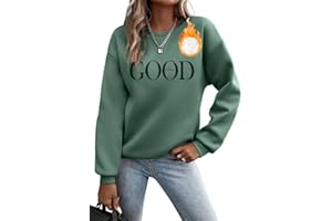 Godoboo Pullover Damen Sweatshirt Fleecepullover Sport Baumwolle Sweatpullover Buchstaben Print Herbst Pulli Basic Thermo Casual Ohne Kapuze