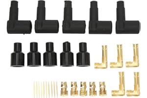 TOPIKY 30 szt. Zestaw Końcówek Osłonowych Cewki świecy Zapłonowej, Rozdzielacz HEI 90° i Osłona Cewki Przewód Zapłonowy świecy Zapłonowej, Zestaw Gumowych Końcówek Pasujący do Przewodów