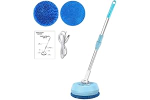 GENERICO Mano Eléctrica - Limpiador De Suelos Giratorio Inalámbrico De 180 ° | Potente Máquina De Limpieza De Pisos Y Pulidora Con Rodamientos Dobles Para Madera Duro, Laminado, Mármol, Vinilo Y Azulejos