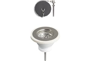 Wirquin 30723129 Bonde pour évier de cuisine 1 bac Ø60 mm avec bouchon sans trop-plein, blanc