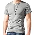 AIYINO Mens Summer Cotton Casual Henley Shirts Single Button Placket Plain v Neck T-Shirts Regular Fit