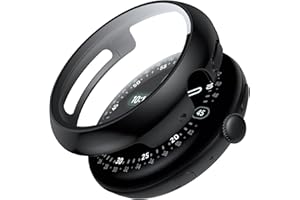 FDHYFGDY Hülle für Google Pixel Watch 4 45mm Schutzhülle mit Displayschutz, Hard Anti Kratz Ultradünne, Schutzfolie Kompatibel mit Google Pixel Watch 4 - Schwarz