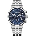 WENGER Herren Armbanduhr Edelstahl Urban Classic Chronograph Ø 44mm, Swiss Made, Analog Quarz, Wasserdicht bis 100m, Saphirglas