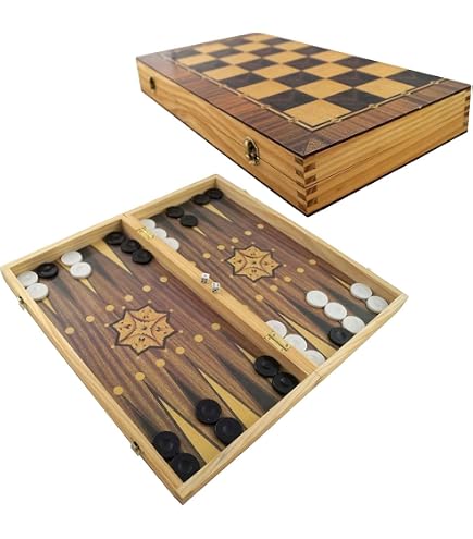 Large 44cm 3 in 1 Wooden Chess Backgammon Checkers... – Grandado