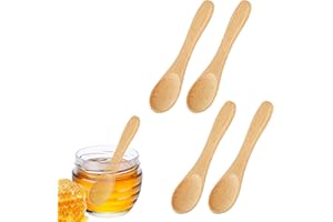 Prasacco Lot de 4 petites cuillères en bois, mini pour pots à épices, cuillères à miel, petites à café