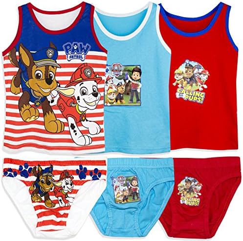 Official Paw Patrol Licensed Boys Underwear Set Bulk 6 PCS Pack 3 Briefs + 3 Vest - 4/5
