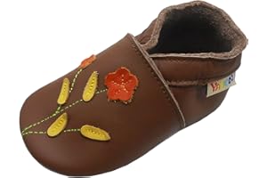 YALION Baby Weiches Leder Lauflernschuhe Kleinkinder Krabbelschuhe Hausschuhe Lederpuschen Babyschuhen mit Wildledersohlen Mehrfarbig