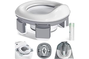 ADORALAND Portable Potty Toilet Travel Toilets Training Potties Seat for Toddler Baby 3 in 1 Folding Little Pottys with 20Pcs Liners Bags Kids Foldable Loo Easy to Carry Toddlers Boys Girls Travel Grey